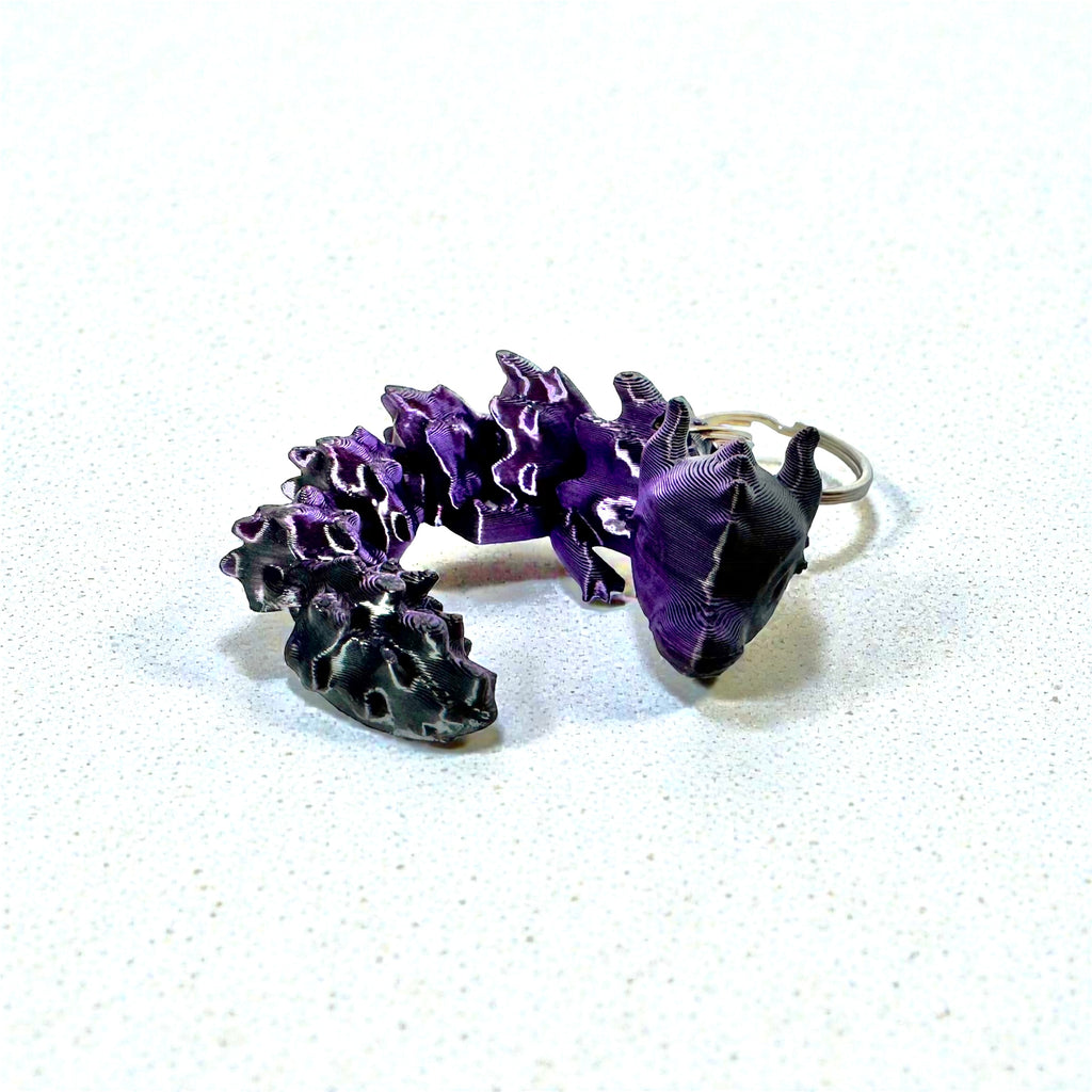 Purple and black Mini Keychain Dragon 3D Printed