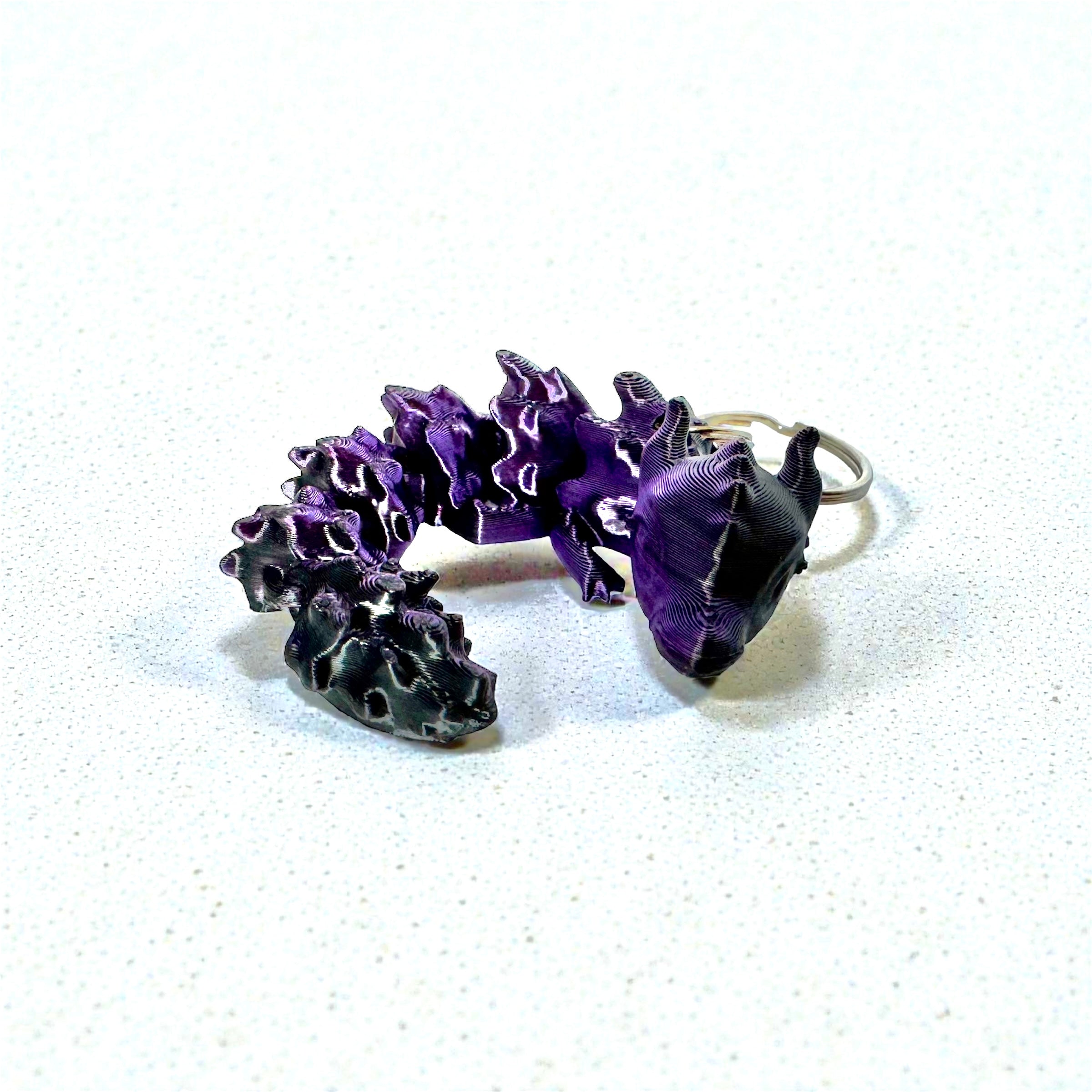 Purple and black Mini Keychain Dragon 3D Printed