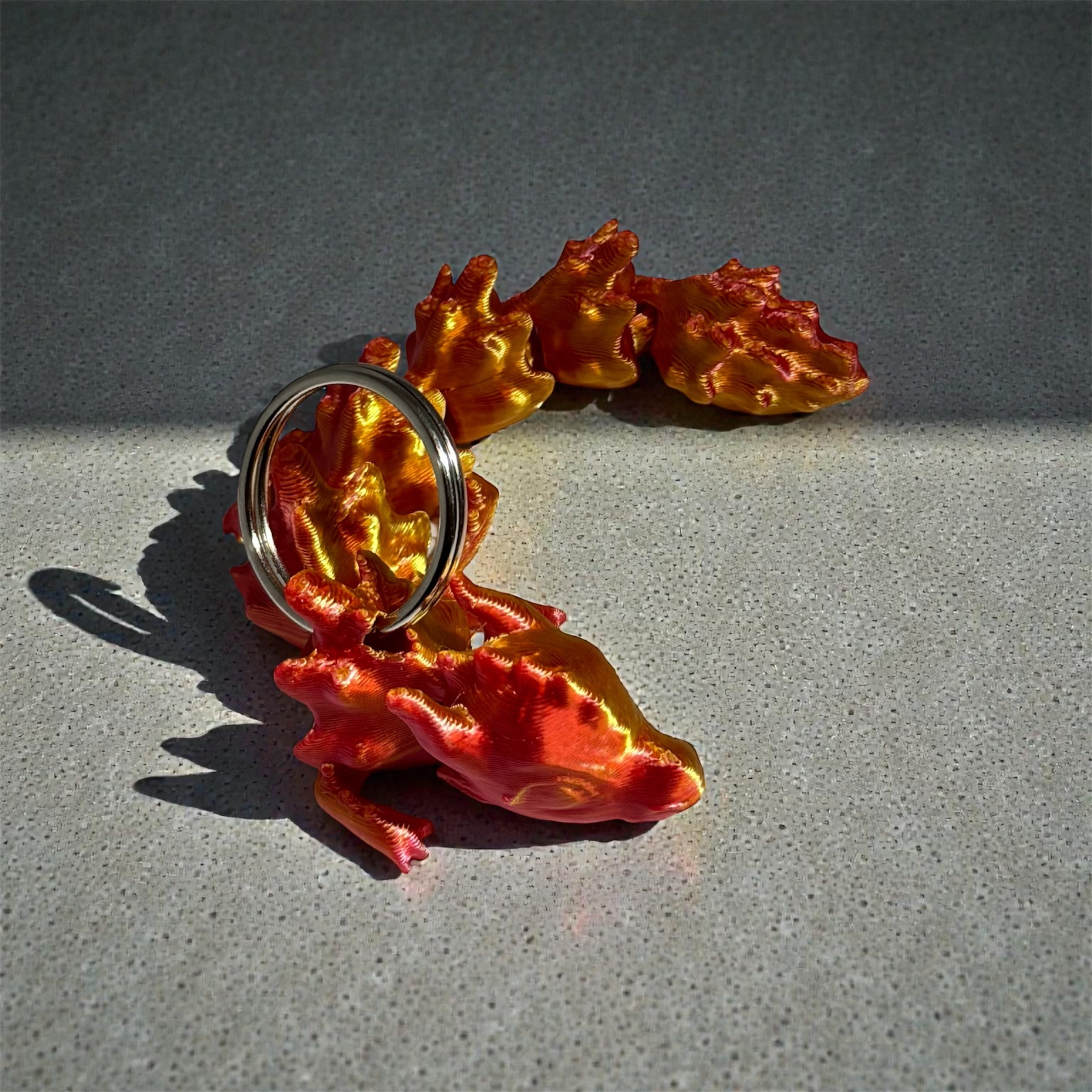 Mini Orange Dragon Keychain 3D Printed