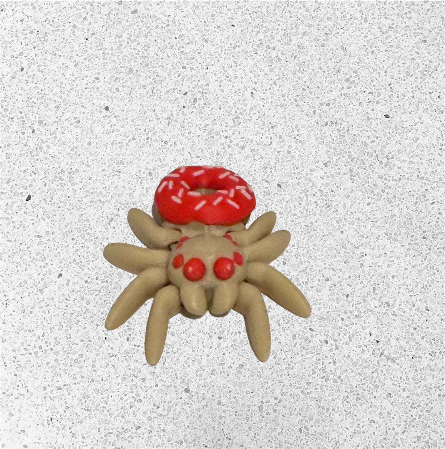 Mini Red and White Donut Spider 3D Printed